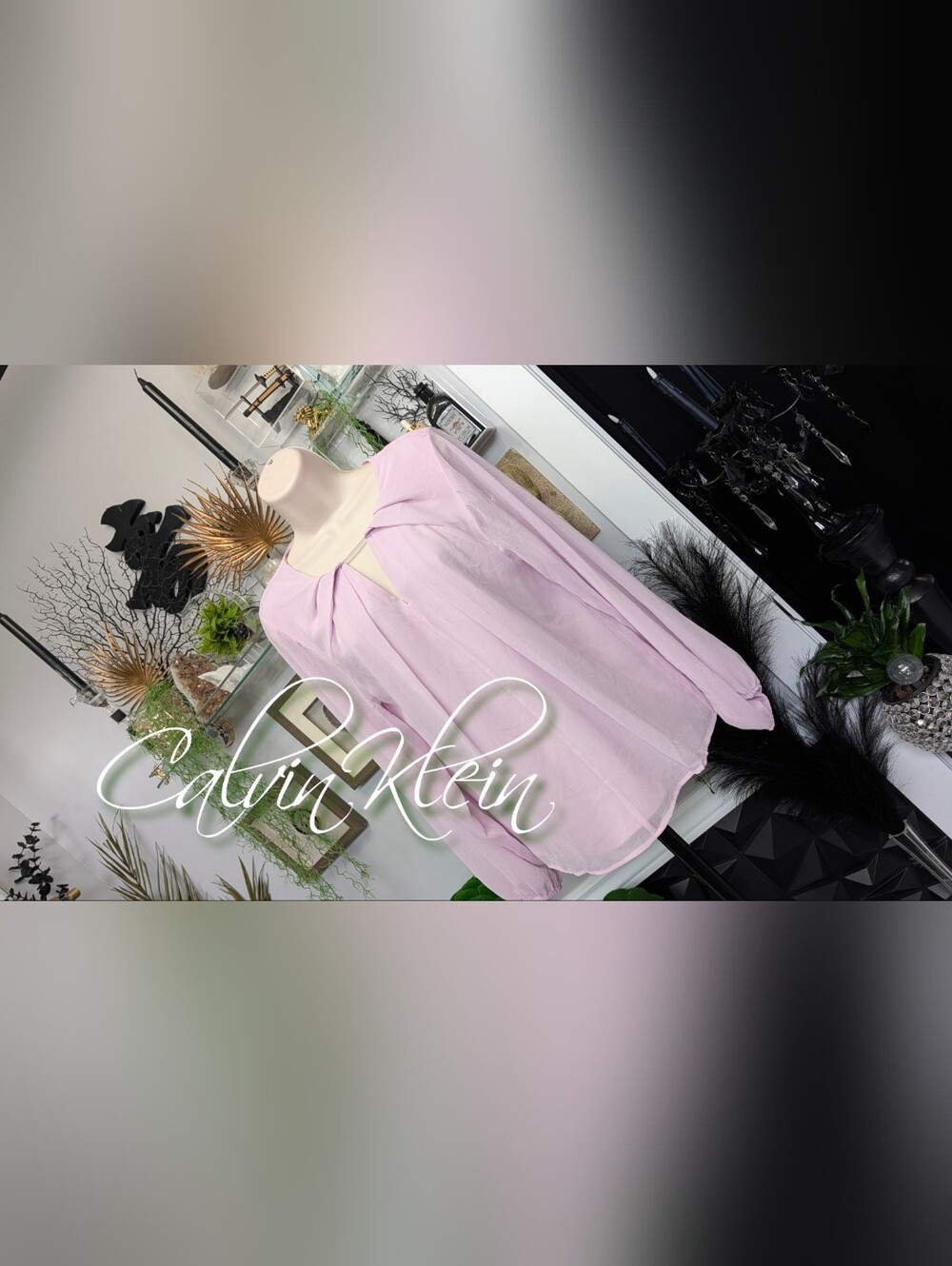 Calvin Klein Lavender Sheer Blouse MD